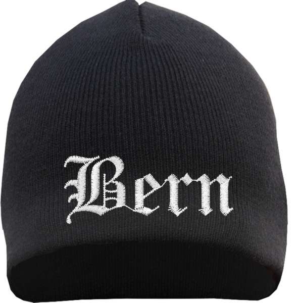 Bern Beanie Mütze - Altdeutsch - Bestickt - Strickmütze Wintermütze