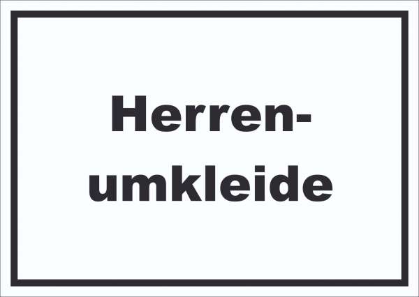 Herrenumkleide Schild mit Text waagerecht