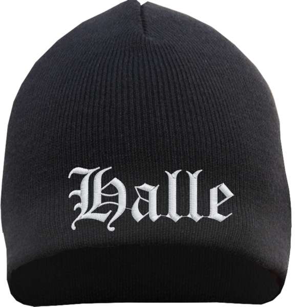 Halle Beanie Mütze - Altdeutsch - Bestickt - Strickmütze Wintermütze