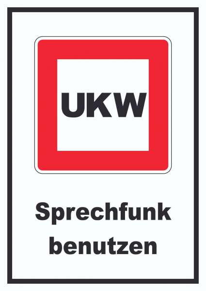 Sprechfunk zu benutzen Schild mit Symbol und Text