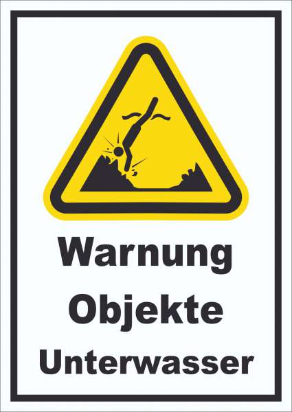 Schild Warnung Objekte Unterwasser