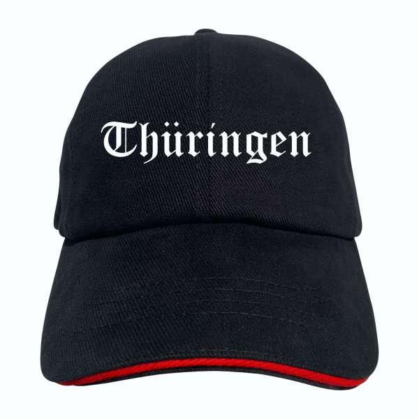 Thüringen Cappy - Altdeutsch bedruckt - Schirmmütze - Schwarz-Rotes Cap