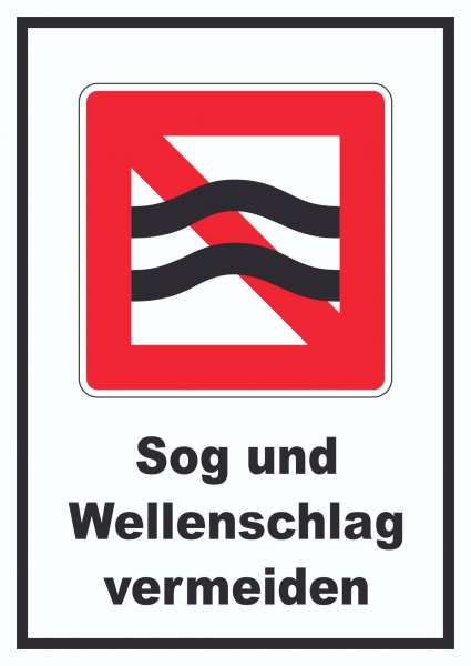 Sog und Wellenschlag vermeiden Symbol und Text