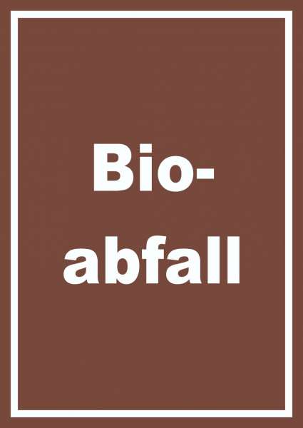 Bioabfall Mülltrennung Schild mit Text hochkant
