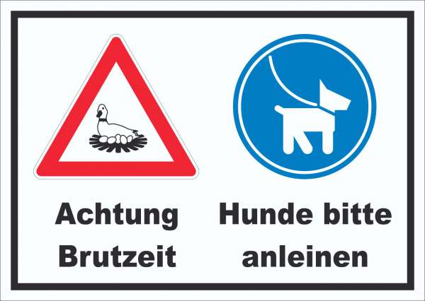 Achtung Brutzeit Hund bitte anleinen Schild