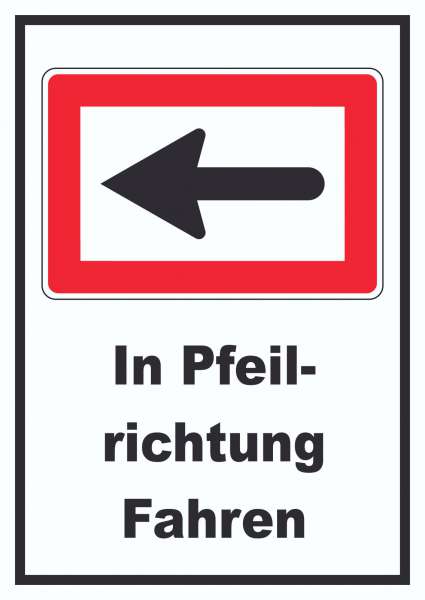 In Pfeilrichtung fahren links Symbol und Text