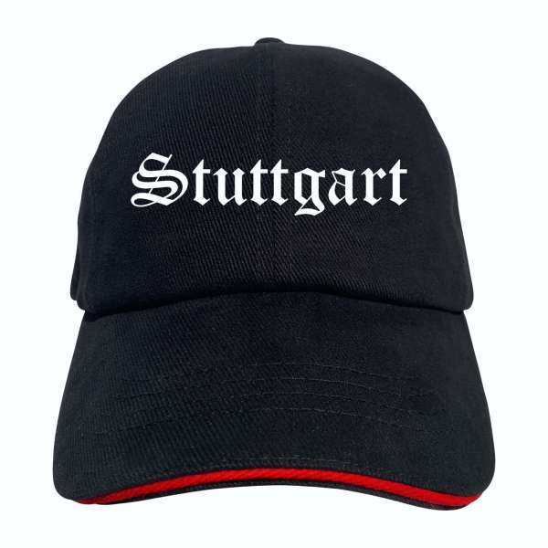 Stuttgart Cappy - Altdeutsch bedruckt - Schirmmütze - Schwarz-Rotes Cap