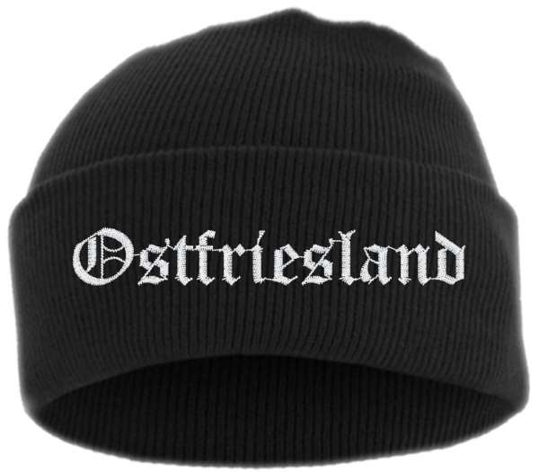 Ostfriesland Umschlagmütze - Altdeutsch - Bestickt - Mütze mit breitem Umschlag
