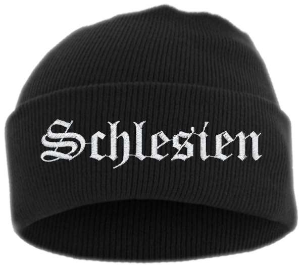 Schlesien Umschlagmütze - Altdeutsch - Bestickt - Mütze mit breitem Umschlag