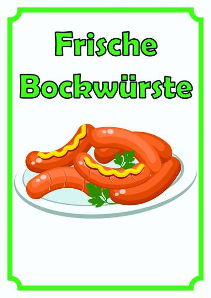 Frische Bockwürste Verkaufsschild Schild hochkant