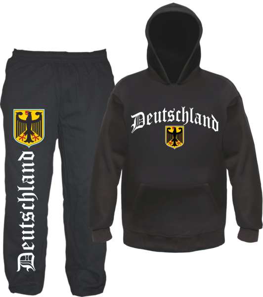 Deutschland Jogginganzug - Altdeutsch mit Wappen- Jogginghose und Hoodie