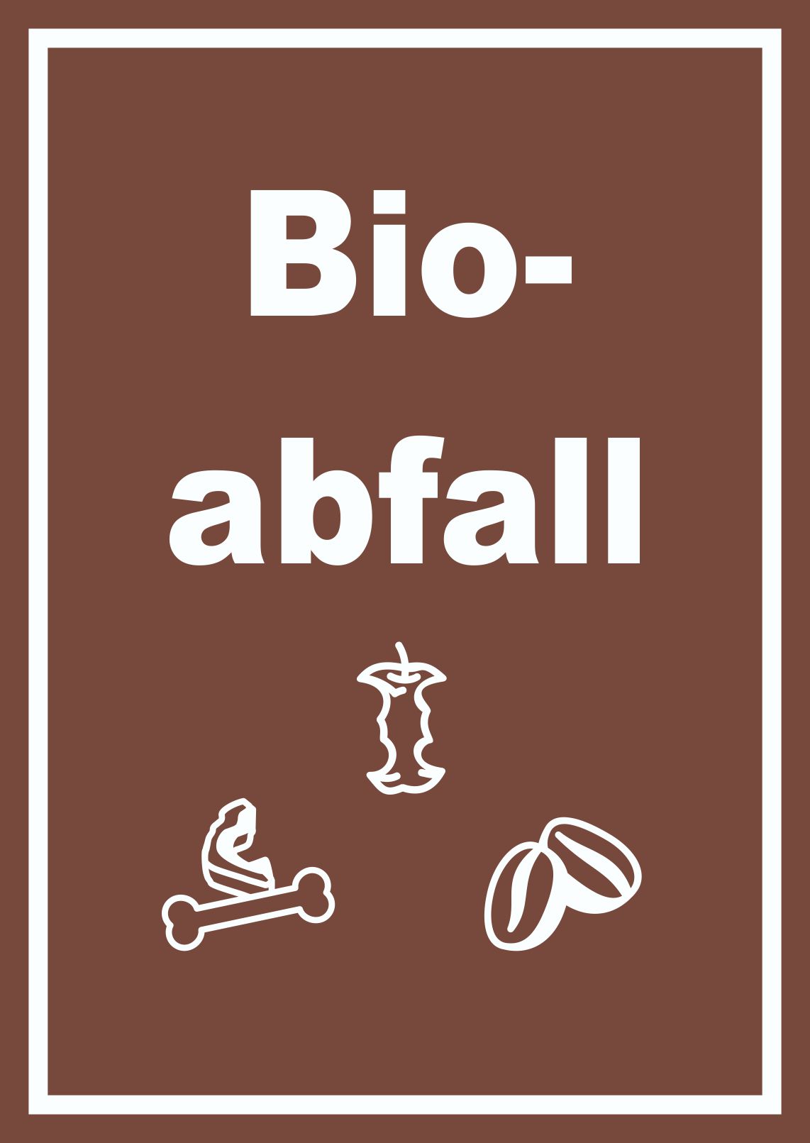 Bioabfall Mülltrennung Schild Text Symbol Essen waagerecht 