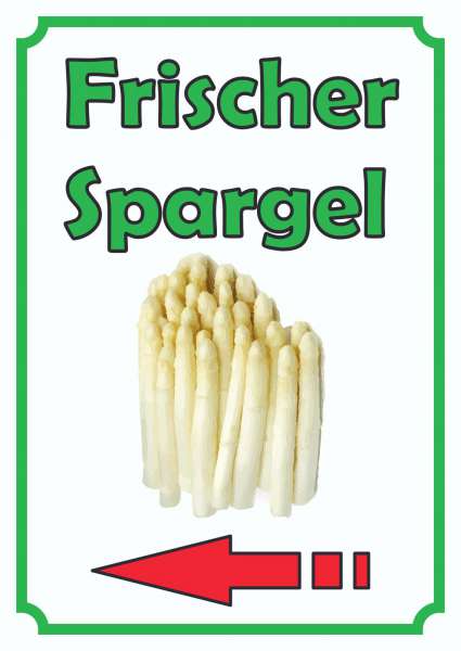 Verkaufsschild Schild Spargel Hochkant mit Pfeil links