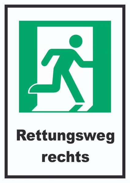 Rettungsweg rechts Schild