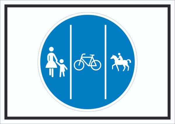 Schild Getrennter Geh-, Rad- und Reitweg Symbol