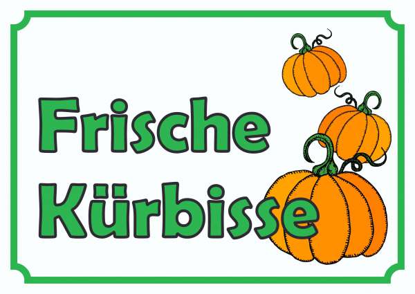 Verkaufsschild Schild Kürbis zu verkaufen