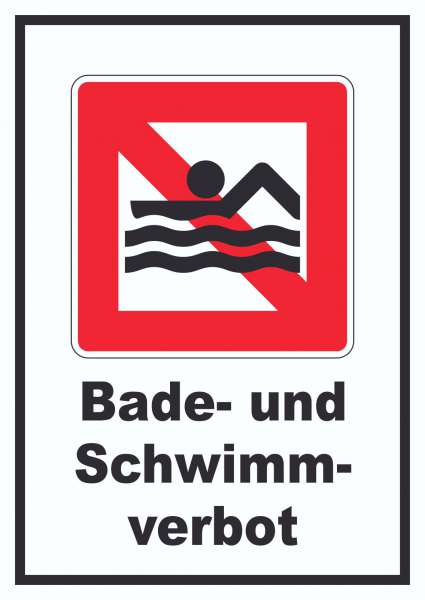 Schwimmen und Baden verboten Symbol und Text
