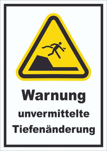 Schild Warnung unvermittelte Tiefenänderung