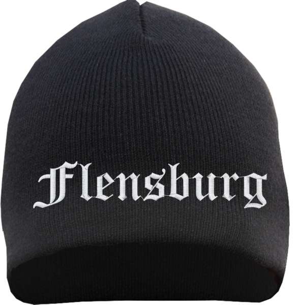 Flensburg Beanie Mütze - Altdeutsch - Bestickt - Strickmütze Wintermütze