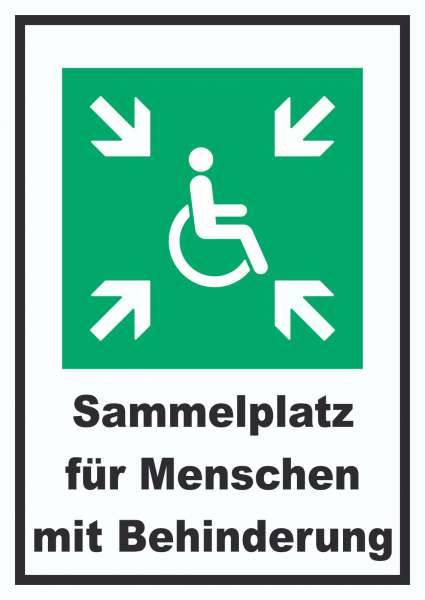 Sammelplatz für Menschen mit Behinderung Schild