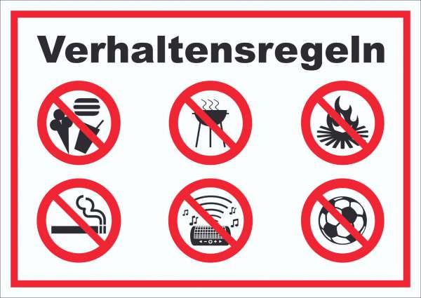 Schild Verhaltensregeln Verbote