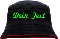Individueller Fischerhut - schwarz rot - NEON - Schreibschrift - Bucket Hat mit Wunschtext bedruckt Individueller Fischerhut - schwarz rot - NEON - Schreibschrift - Bucket Hat mit Wunschtext bedruckt