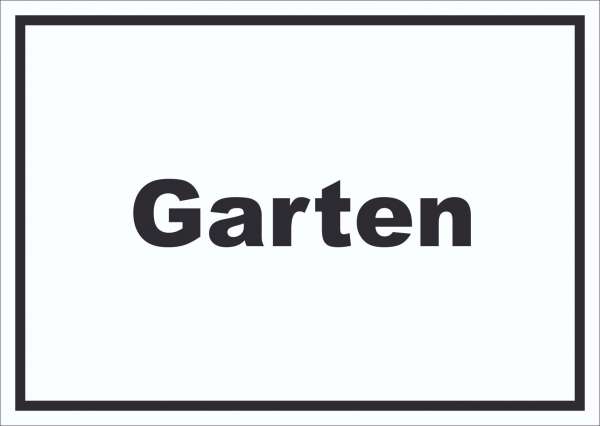 Garten Schild mit Text Blumen Rasen waagerecht