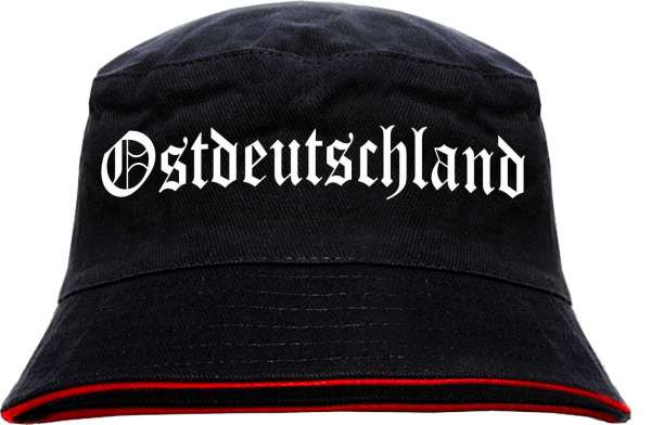 Ostdeutschland Anglerhut - Altdeutsche Schrift - Schwarz-Roter Fischerhut