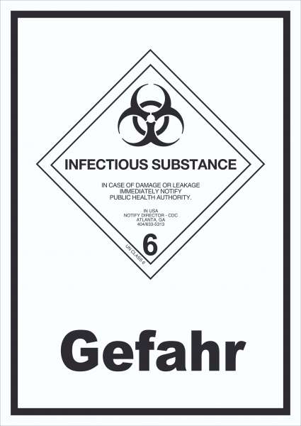 Schild Ansteckungsgefahr Gefahr Infectious Substance hochkant