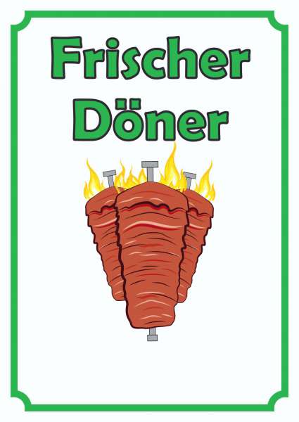 Frischer Döner Schild Hochkant