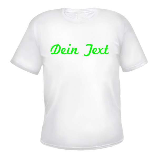 Individuelles Herren T-Shirt - weiss - NEON - Schreibschrift - mit Wunschtext bedruckt
