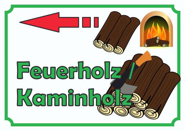 Verkaufsschild Schild Feuerholz links