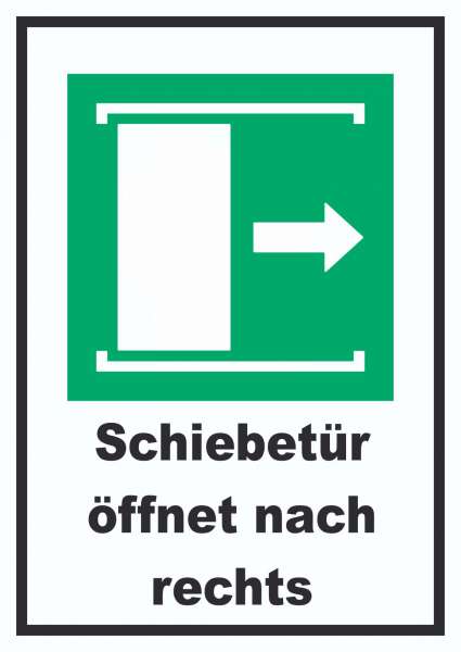 Schiebetür öffnet nach rechts Schild