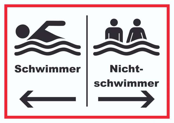 Schwimmer Nichtschwimmer Schild