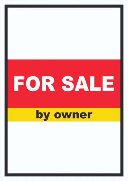 For Sale by owner Schild mit Text Verkaufsschild hochkant