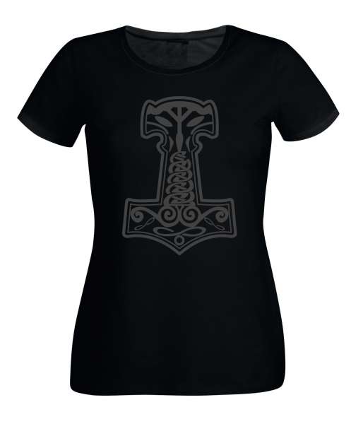 THORSHAMMER MJOLNIR Damen T-Shirt - Schwarz-Schwarz