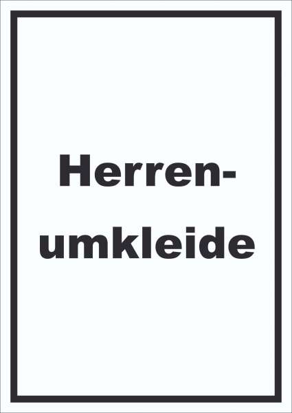 Herrenumkleide Schild mit Text hochkant