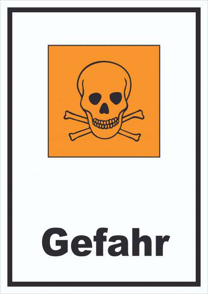 Schild Gefahrensymbol giftig Gefahr Totenkopf hochkant