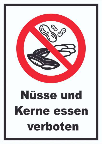 Nüsse und Kerne essen verboten Schild