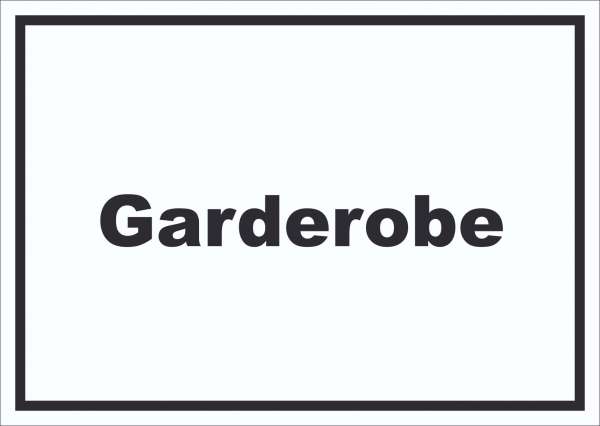 Garderobe Schild mit Text Kleidung aufbewahren waagerecht