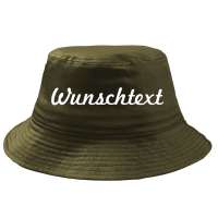 Fischerhut Wunschtext Druck - Oliv - Schreibschift - Bucket Hat Fischerhut Wunschtext Druck - Oliv - Schreibschift - Bucket Hat