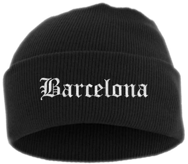 Barcelona Umschlagmütze - Altdeutsch - Bestickt - Mütze mit breitem Umschlag