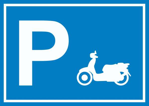Motorroller Parkplatz Schild waagerecht