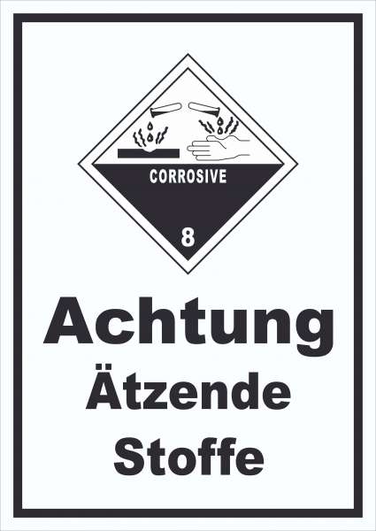 Schild Ätzende Stoffe Corrosive hochkant