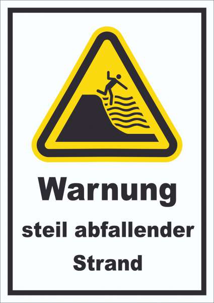 Schild Warnung steil abfallender Strand