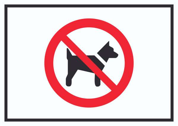 Mitführen von Hunden verboten Symbol Schild