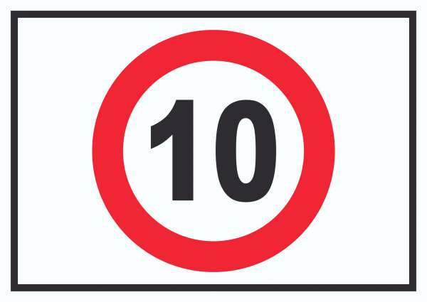 Tempo 10 km/h Geschwindigkeitsbegrenzung Schild Symbol