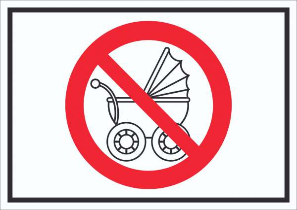 Schild Kinderwagen abstellen verboten Symbol