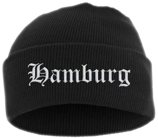 Hamburg Umschlagmütze - Altdeutsch - Bestickt - Mütze mit breitem Umschlag