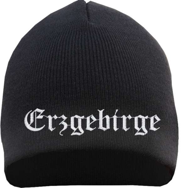 Erzgebirge Beanie Mütze - Altdeutsch - Bestickt - Strickmütze Wintermütze